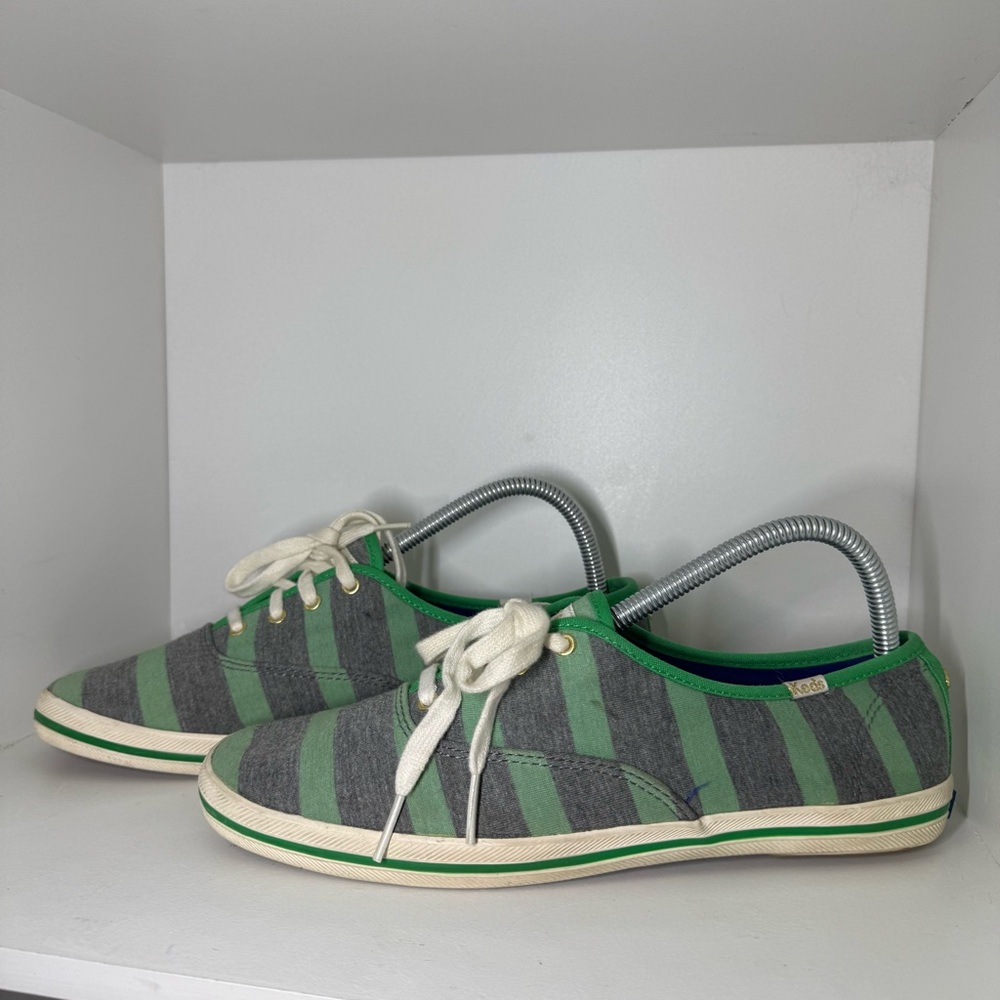 Keds x Kate Spade Green / Gray Striped lace up sneakers 9